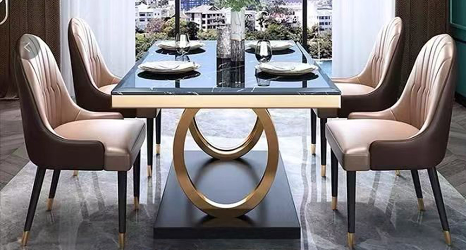 Imitation natural stone artificial marble dining table, higher cost-effectiveness