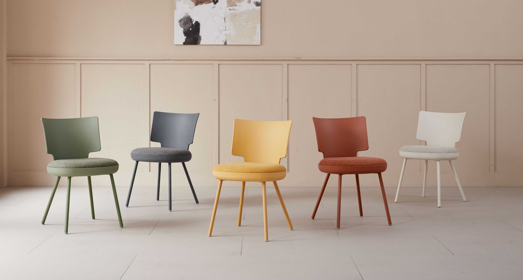 Plastic dining chair with soft packaging, stackable, available in multiple colors, semi enclosed for comfortable sitting, high load-bearing capacity