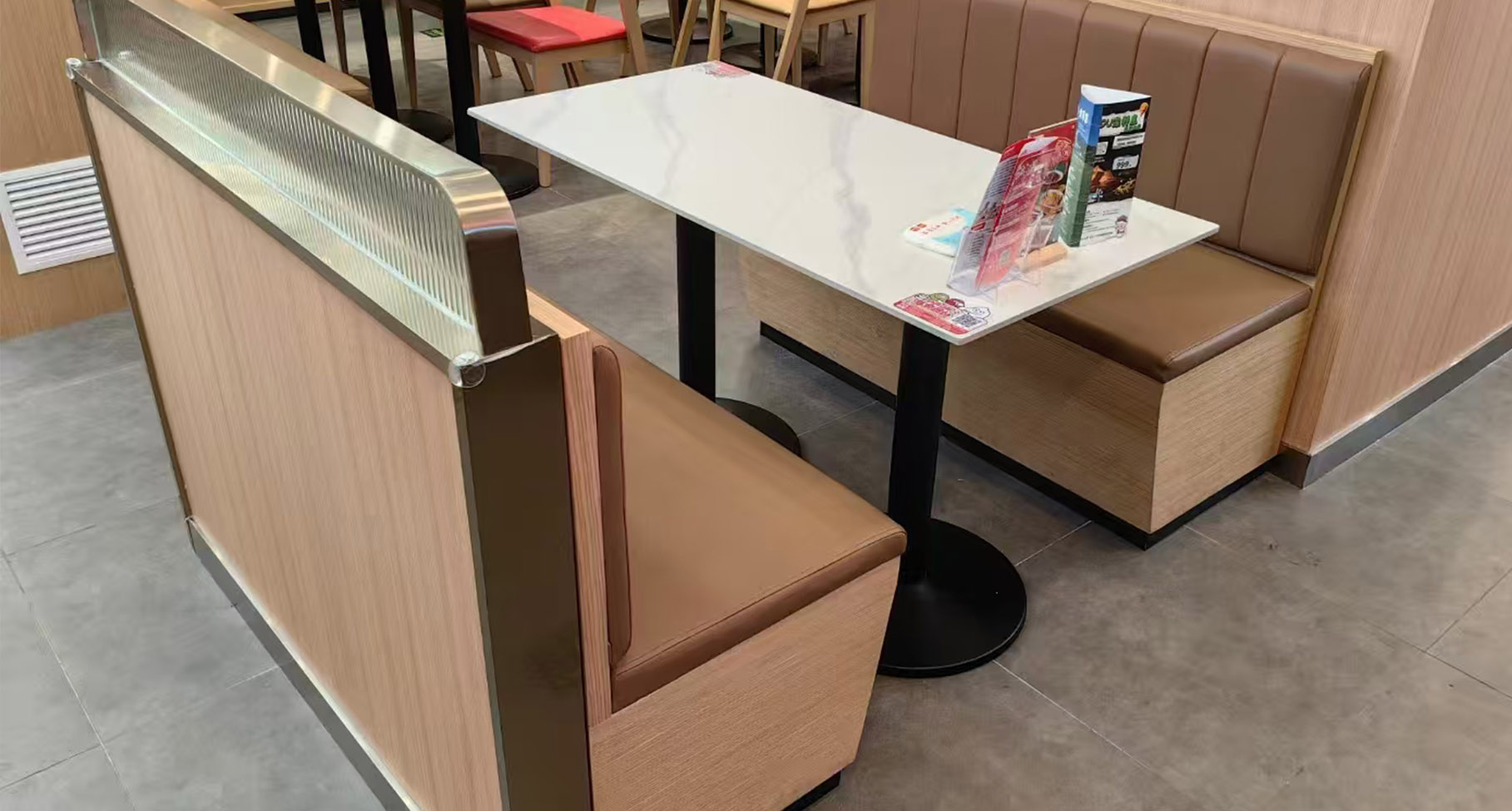 Rock tabletop dining table, heat-resistant, easy to maintain, and affordable in price.