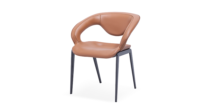 Modern Leather Dining Chair with Cutout Backrest 