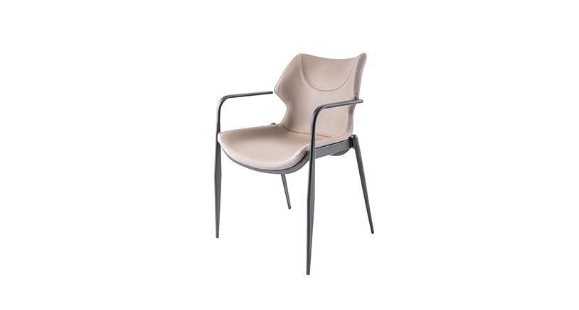 Elegant Leather Armchair with Metal Frame