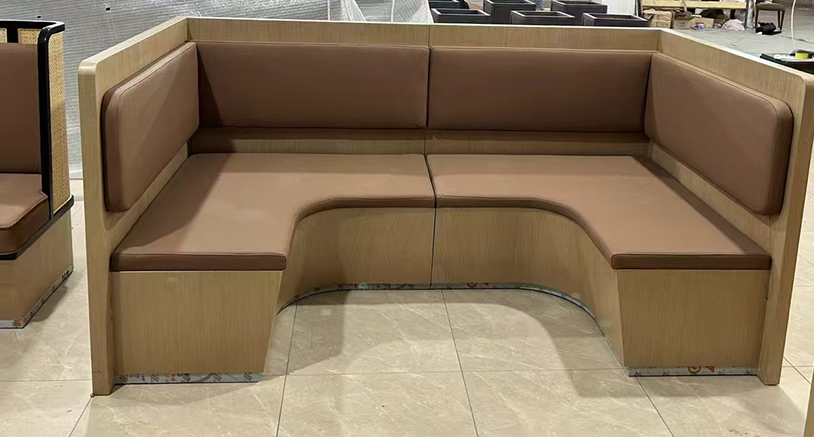 L-Shaped Curved Corner Commercial Booth Seating for Restaurants