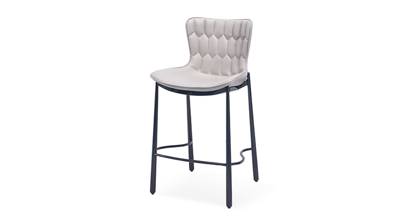 White Leather High Bar Chair