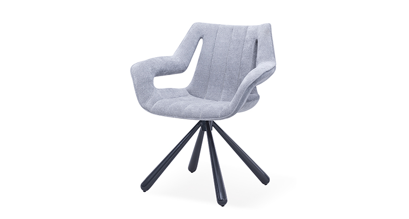 Modern Luxury Fabric Swivel Dining Chair with Black Stainless Steel Base
