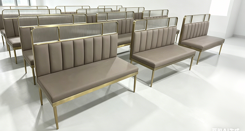 Luxury Corrugated Glass Vertical Quilted Upholstered Banquette Booth